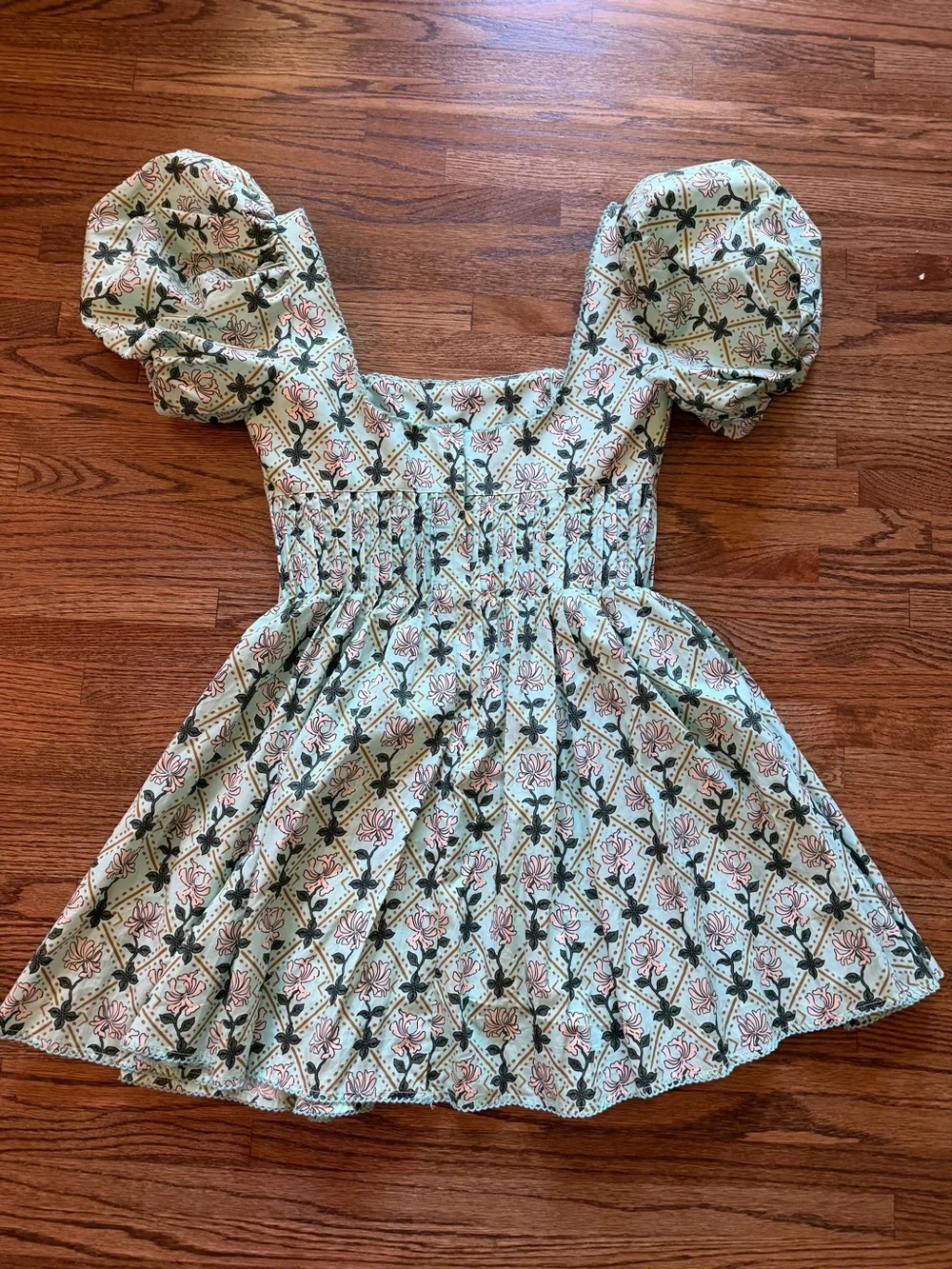 Agua Bendita Mint Floral Puff Sleeve Mini Dress - Picture 5 of 7